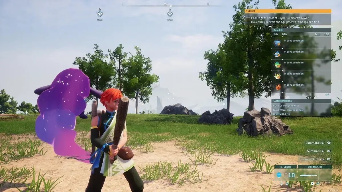 Palworld player with a wooden club and Daedream on the starting island